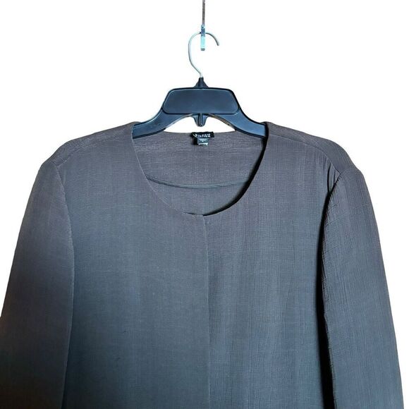 EILEEN FISHER Blazer Womens Large Brown Silk Blend Textured Long Sleeve Jacket - Picture 2 of 9